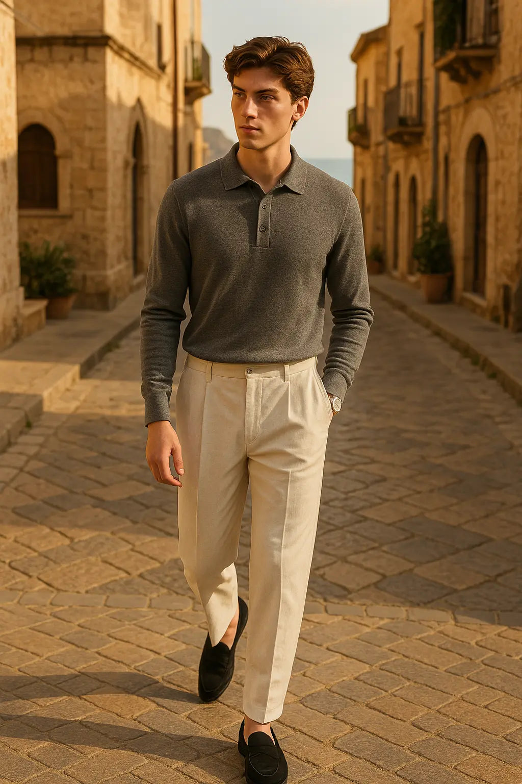 Front view of Fernache Cashmere Knit Polo