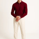 Burgundy Fernache Cashmere Knit Polo shown in a lifestyle setting