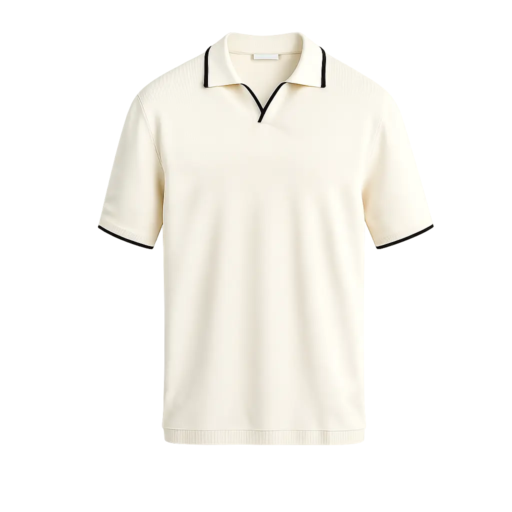Front view of Beige Contrast Slim Fitted Polo