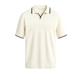 Front view of Beige Contrast Slim Fitted Polo