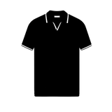 Front view of Black Contrast Slim Fitted Polo