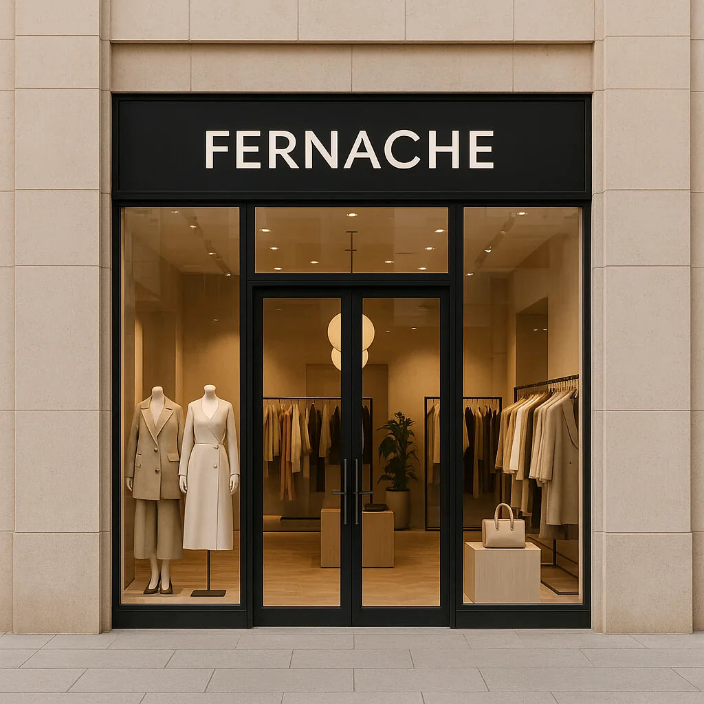 FERNACHE flagship store exterior – luxury Scandinavian fashion boutique showcasing timeless Old Money style.