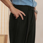 Close-up detail of Black Fernache Italian Trousers