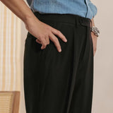 Close-up detail of Black Fernache Italian Trousers