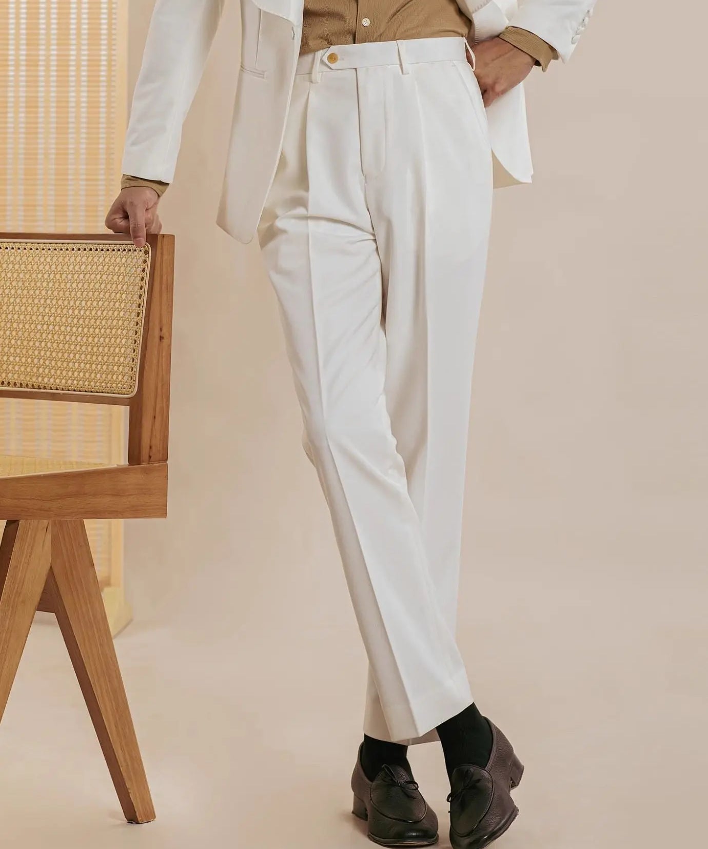 Close-up detail of Fernache Italian Trousers