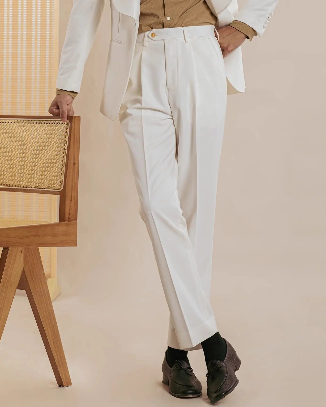 Close-up detail of Fernache Italian Trousers
