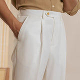 White Fernache Italian Trousers shown in a lifestyle setting