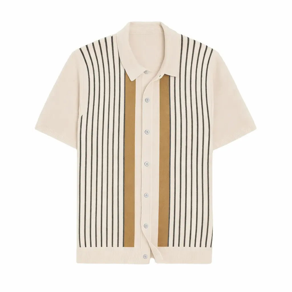 Front view of Apricot Fernache Monte Carlo Knit Polo