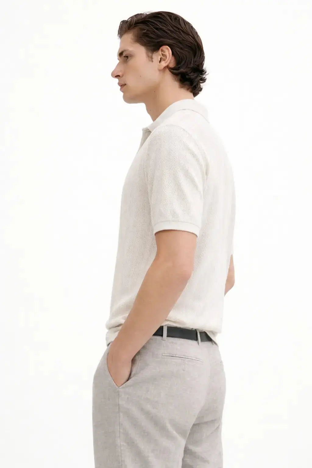 Fernache Polo Shirt shown in a lifestyle setting, alternate view