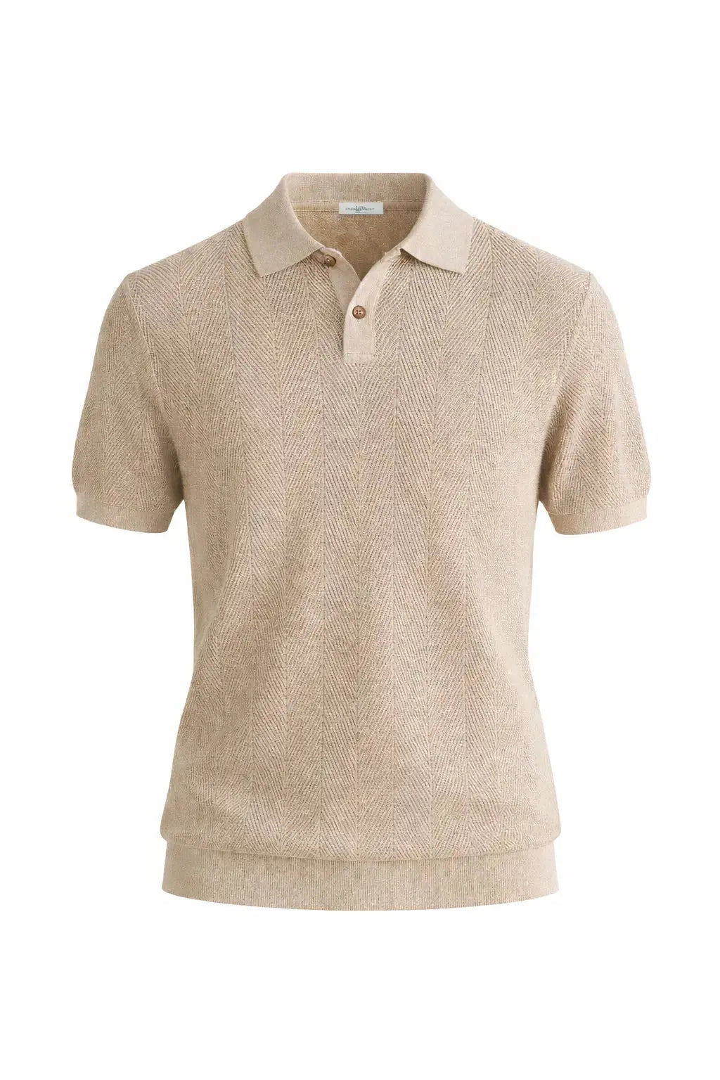 Beige Fernache Polo Shirt shown in a lifestyle setting