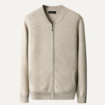 Front view of Light Camel Fernache Round Neck Top Wool Jacket