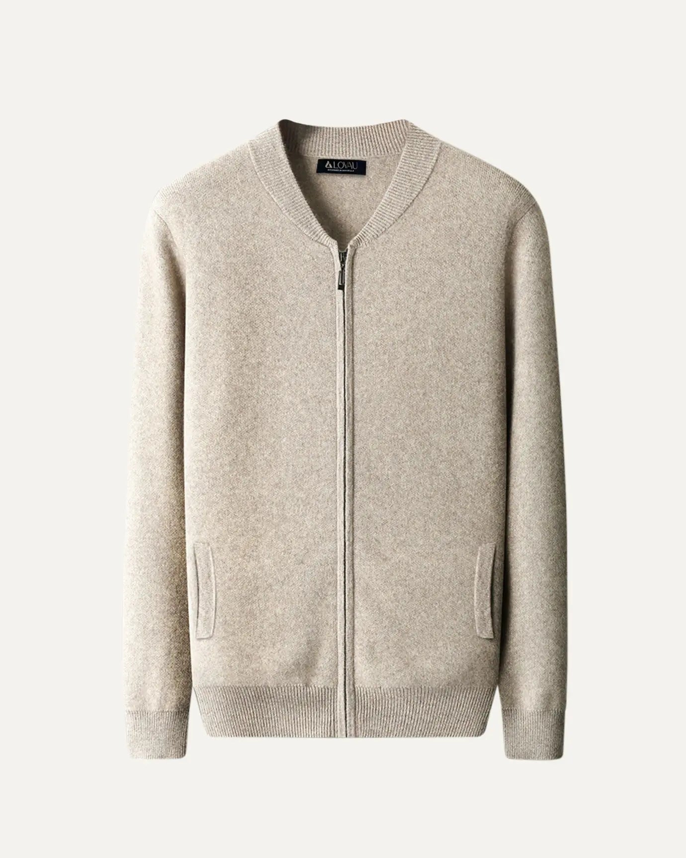 Front view of Light Camel Fernache Round Neck Top Wool Jacket