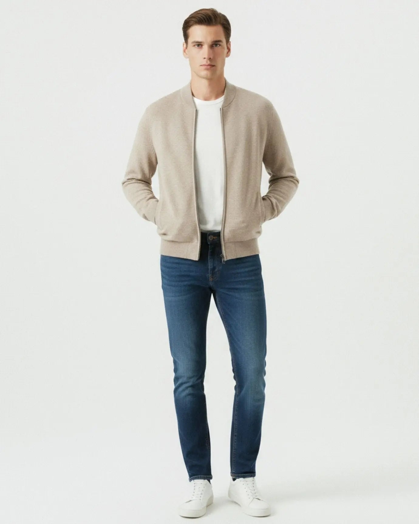 Fernache Round Neck Top Wool Jacket shown in a lifestyle setting