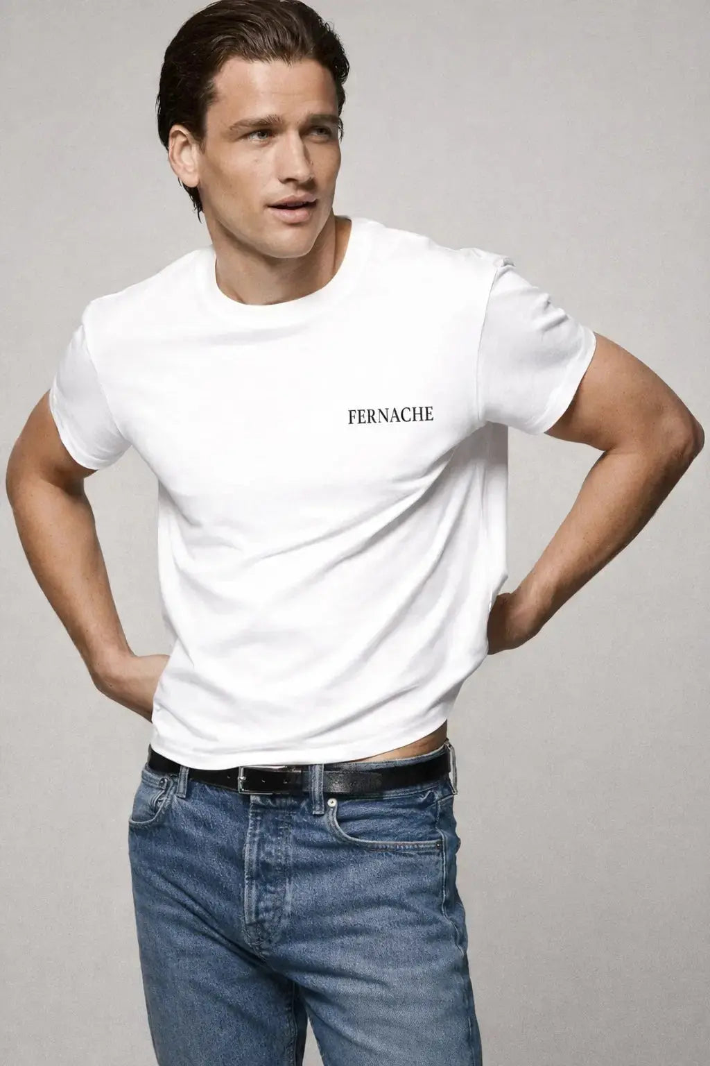 WALL STREET t-shirt C1 shown in a lifestyle setting, full length view