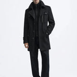 Fernache Warmer Coat shown in a lifestyle setting, alternate view