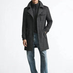 Fernache Warmer Coat shown in a lifestyle setting, full length view