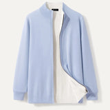 Front view of Sky Blue Fernache Wool & Cashmere Iman Jacket