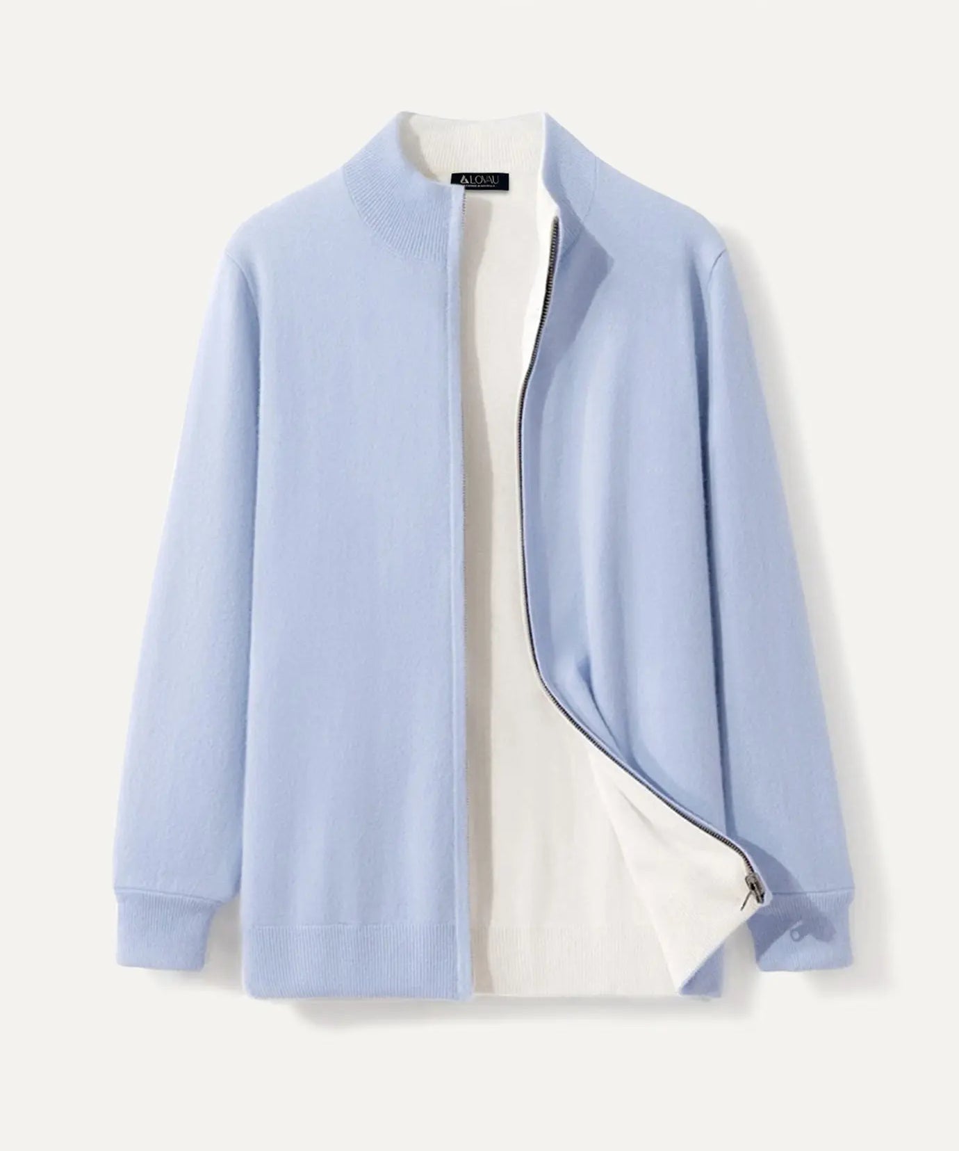 Front view of Sky Blue Fernache Wool & Cashmere Iman Jacket