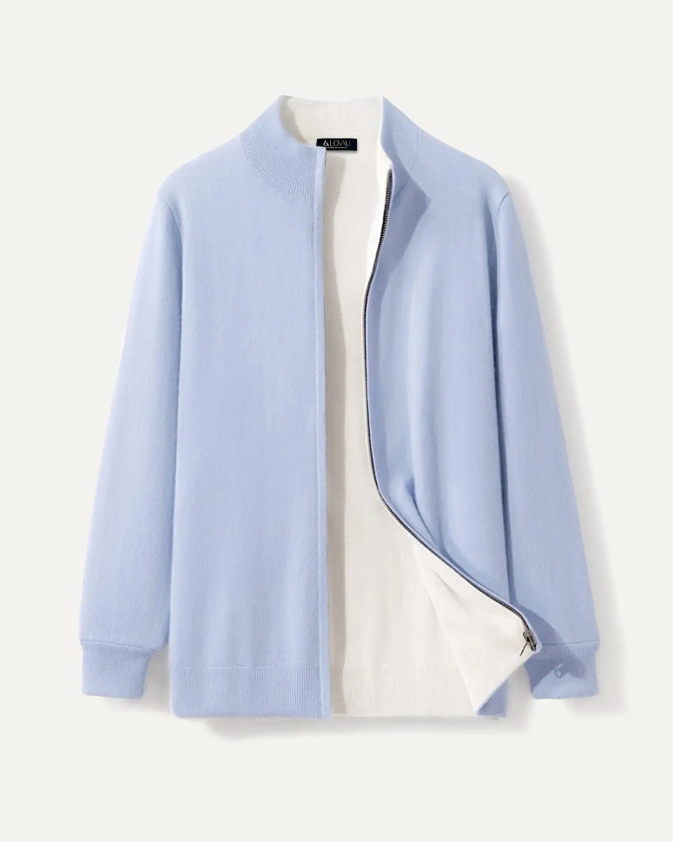 Front view of Sky Blue Fernache Wool & Cashmere Iman Jacket