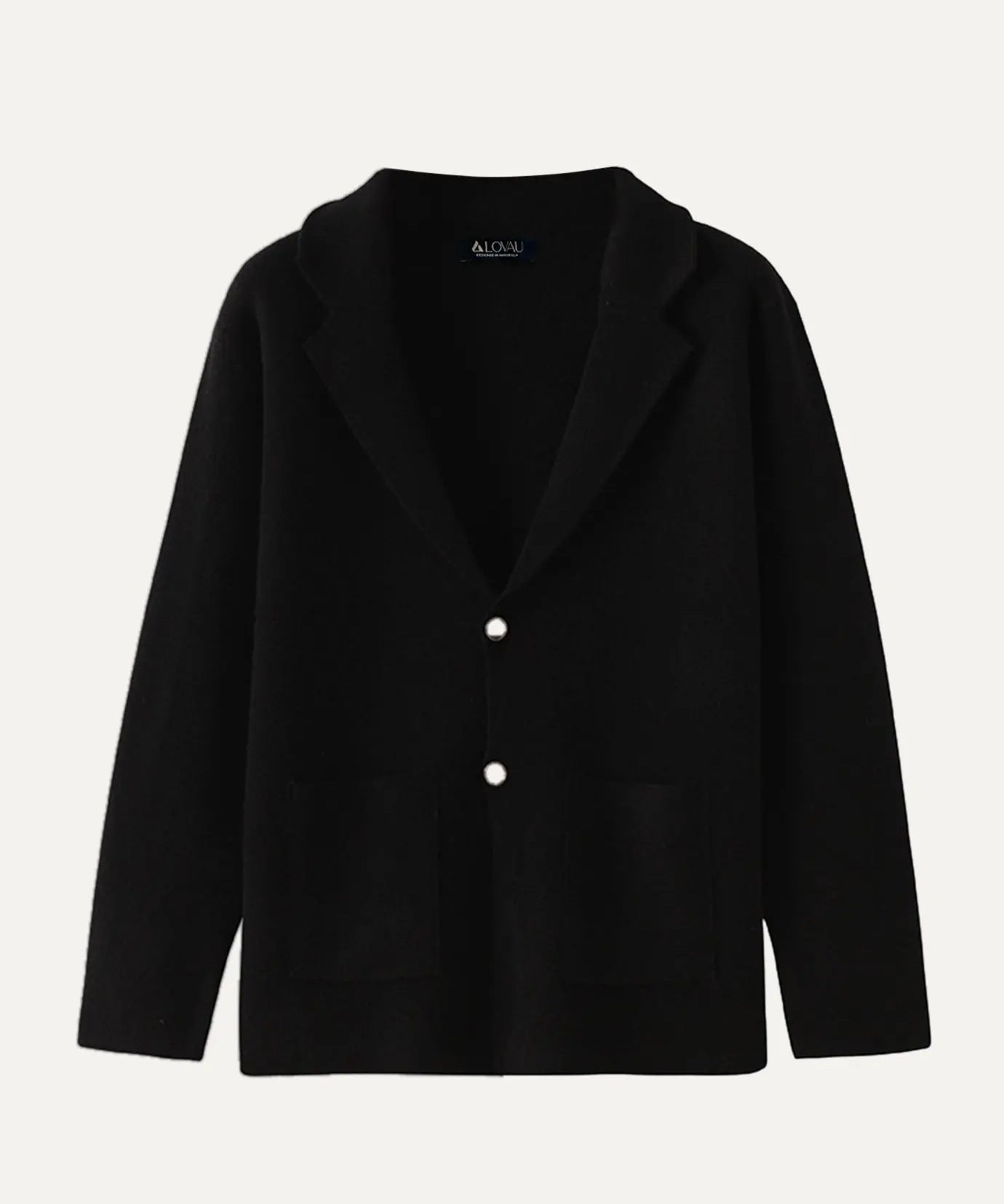 Front view of Black Fernache x Classy Wool & Cashmere Knitted Cardigan