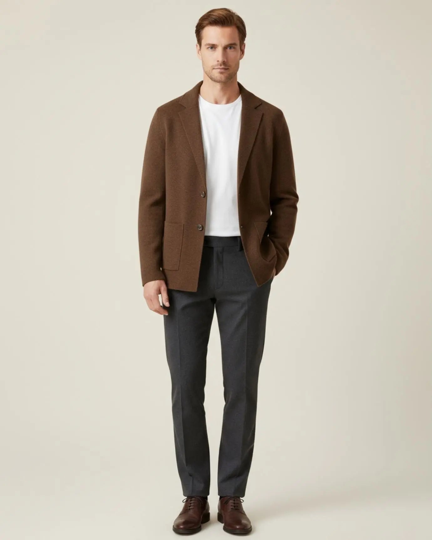 Front view of Fernache x Classy Wool & Cashmere Knitted Cardigan
