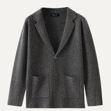 Dark Gray Fernache x Classy Wool & Cashmere Knitted Cardigan shown in a lifestyle setting