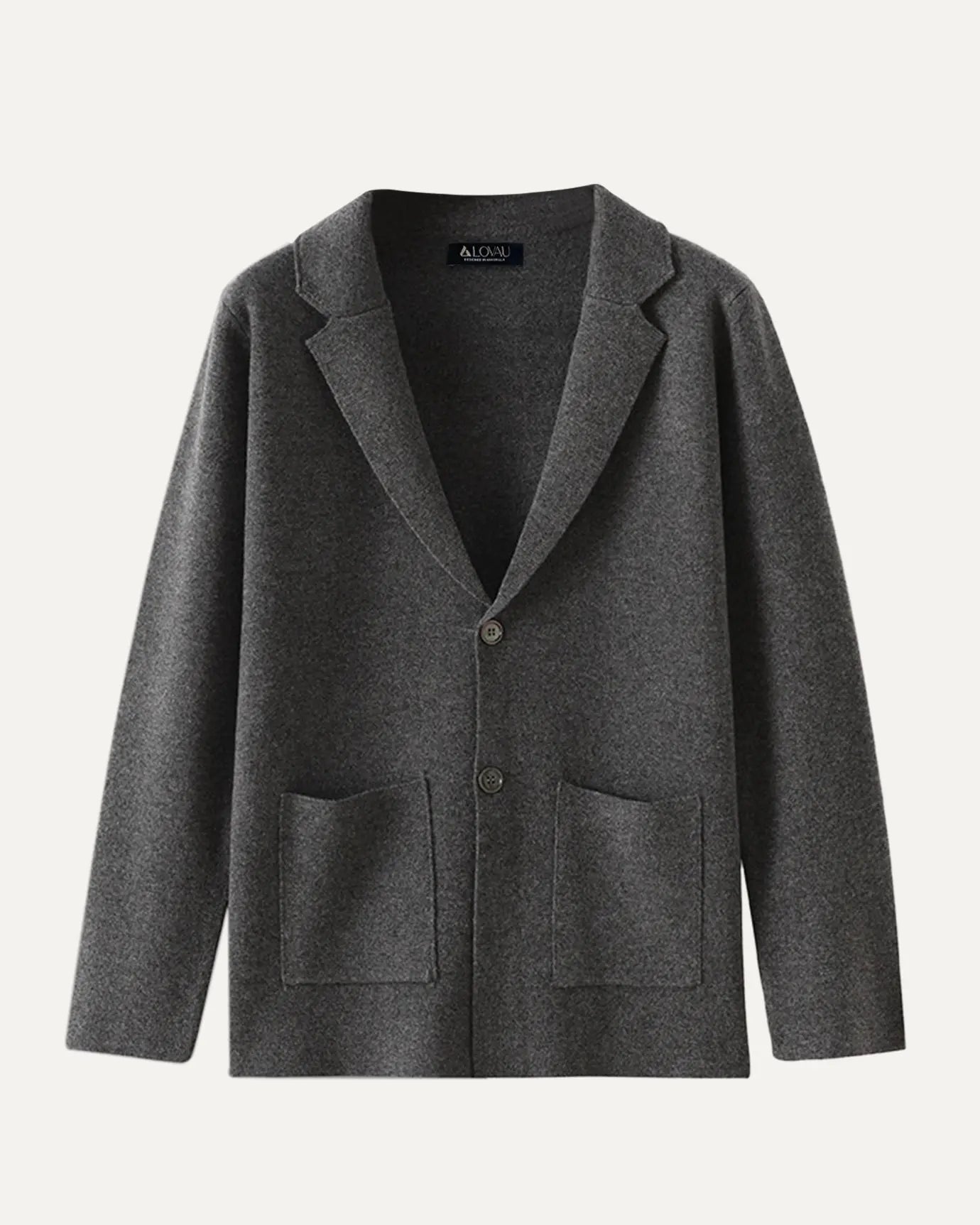Dark Gray Fernache x Classy Wool & Cashmere Knitted Cardigan shown in a lifestyle setting