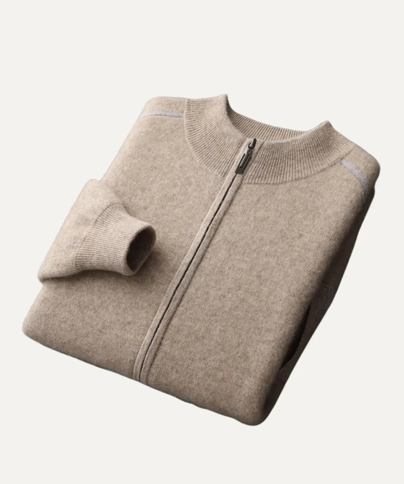 Close-up detail of Fernache Cashmere Jacket Zip