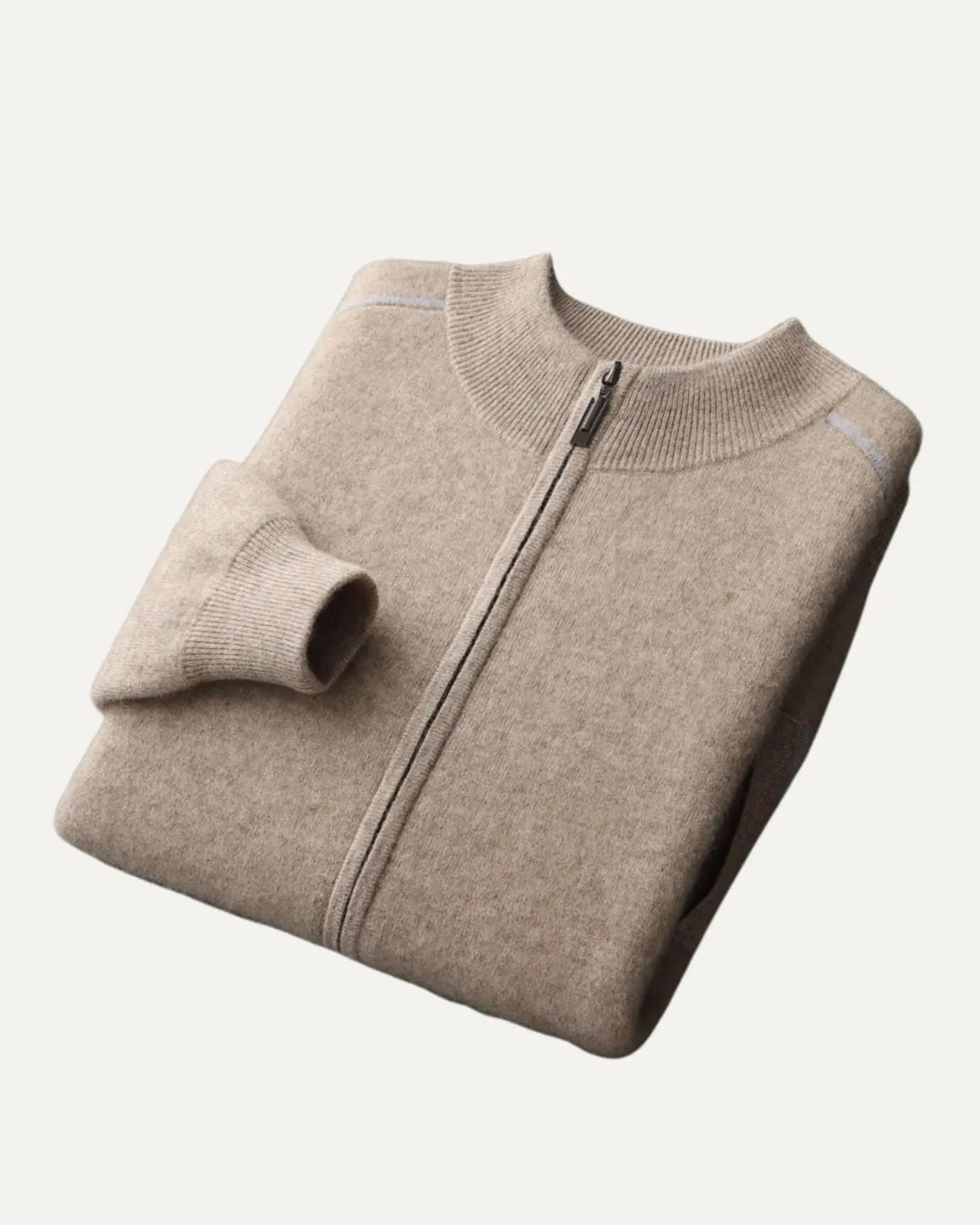 Close-up detail of Fernache Cashmere Jacket Zip
