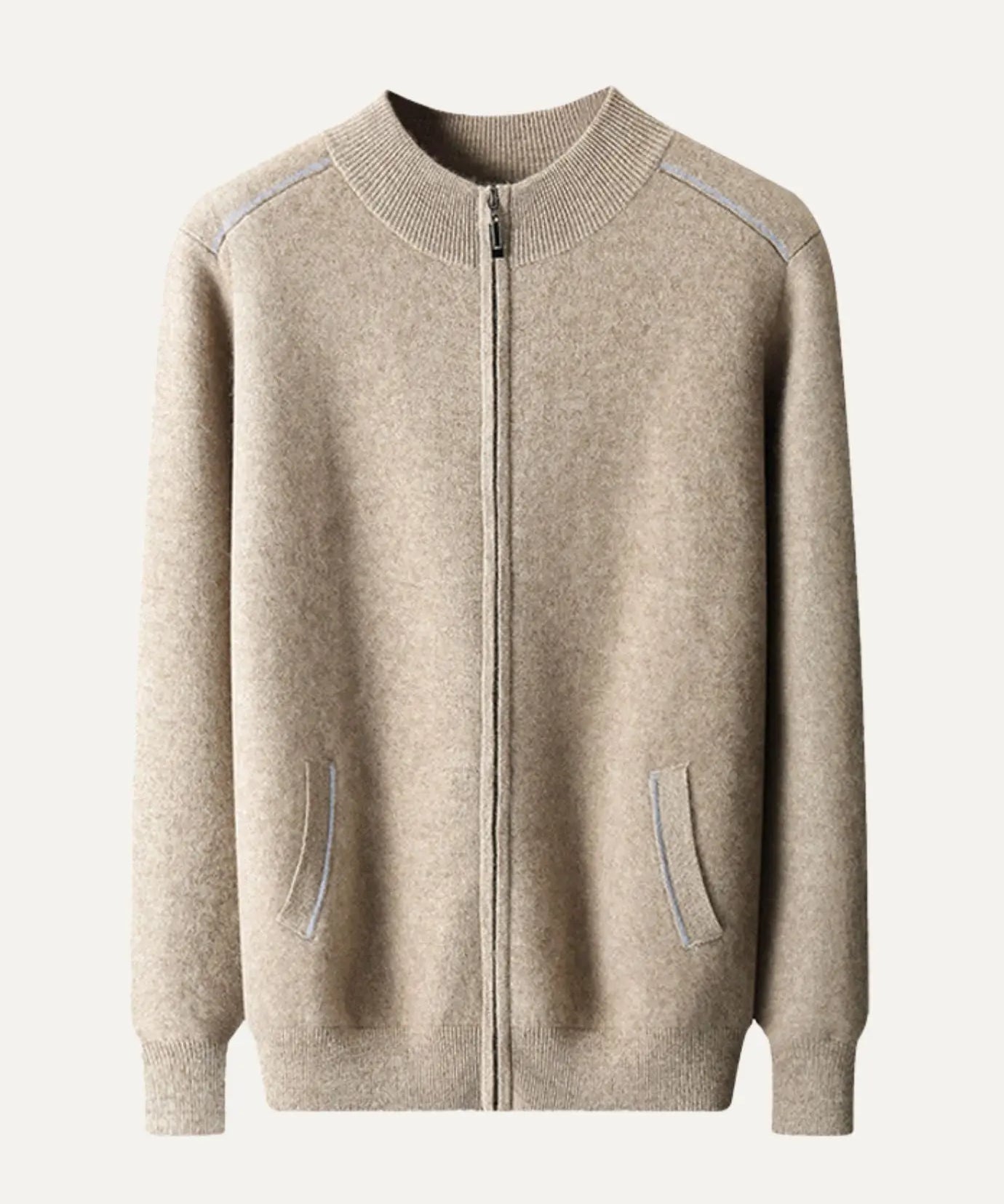 Front view of Camel Fernache Cashmere Jacket Zip