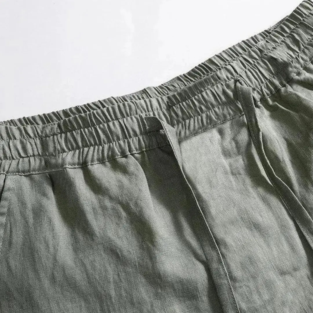 Close-up detail of Linen Pantalon Pants, fabric detail