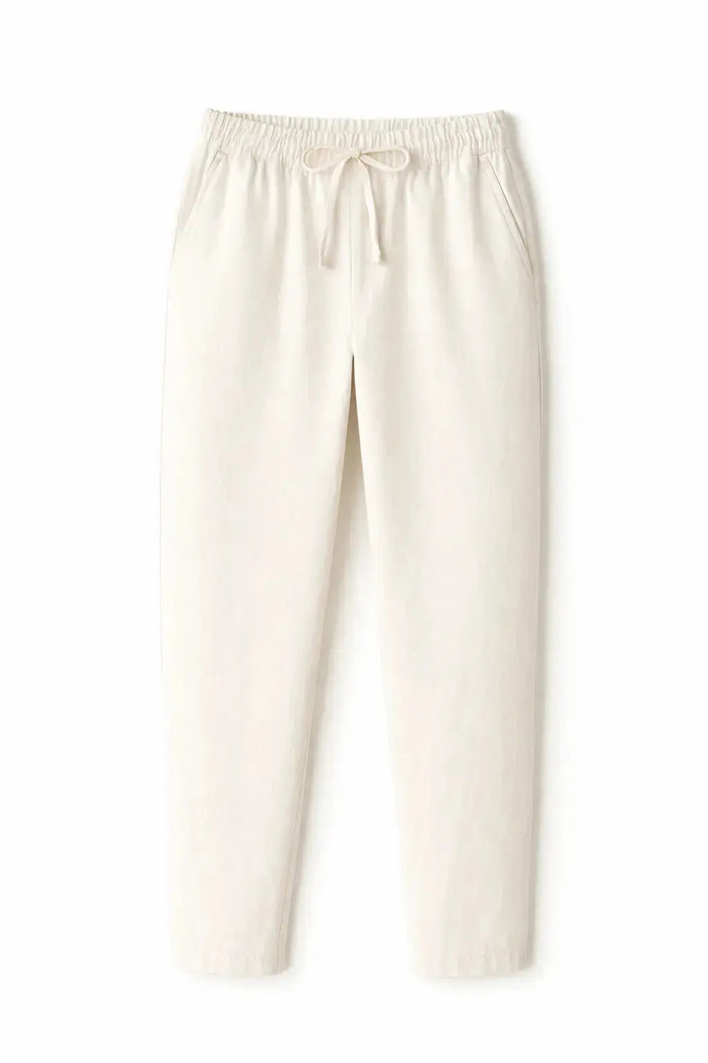 White Linen Pantalon Pants shown in a lifestyle setting