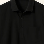 Back view of Linen Polo, close up