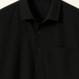 Back view of Linen Polo, close up