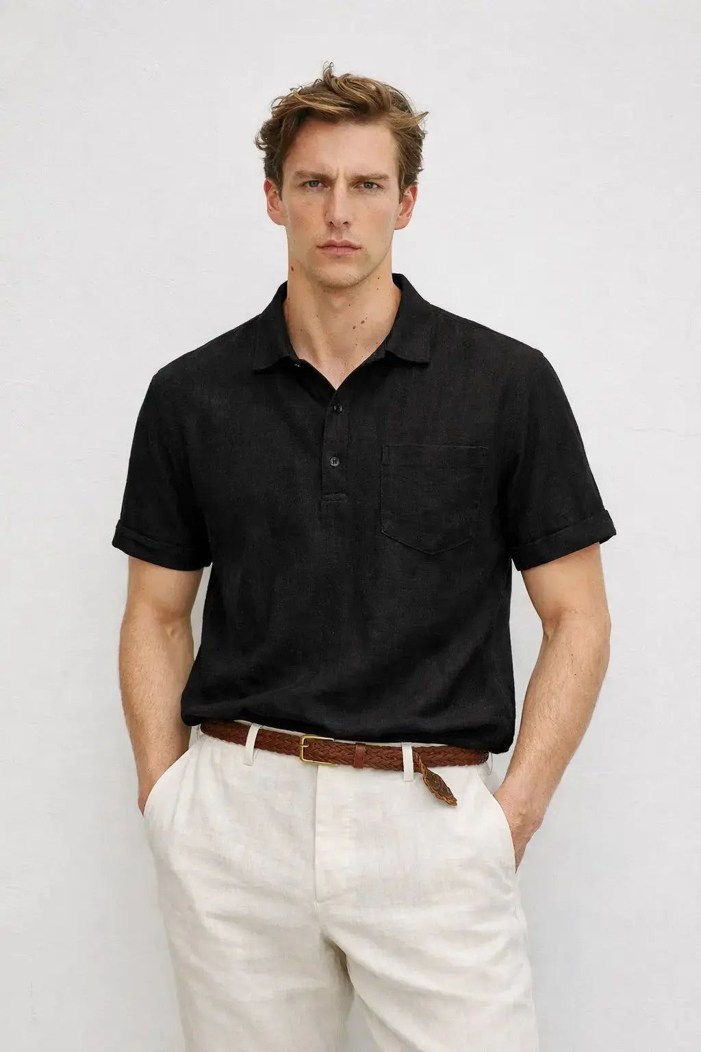 Back view of Linen Polo, full view