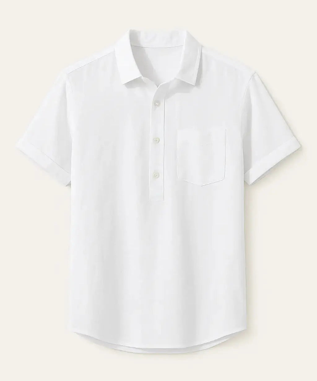 Front view of White Linen Polo
