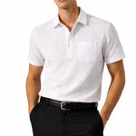 Linen Polo shown in a lifestyle setting, alternate view