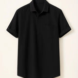 Black Linen Polo shown in a lifestyle setting