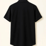 Linen Polo shown in a lifestyle setting, full length view