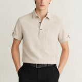 Linen Polo shown in a lifestyle setting