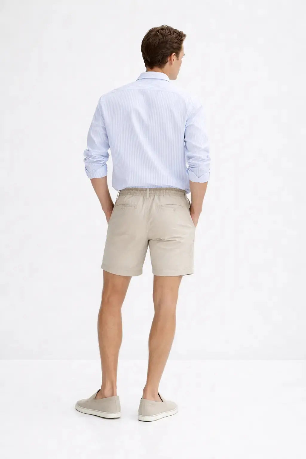 Back view of Fez Linen Shorts, full view
