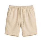 Front view of Beige Fez Linen Shorts