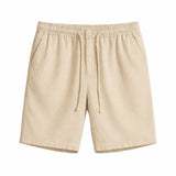 Front view of Beige Fez Linen Shorts