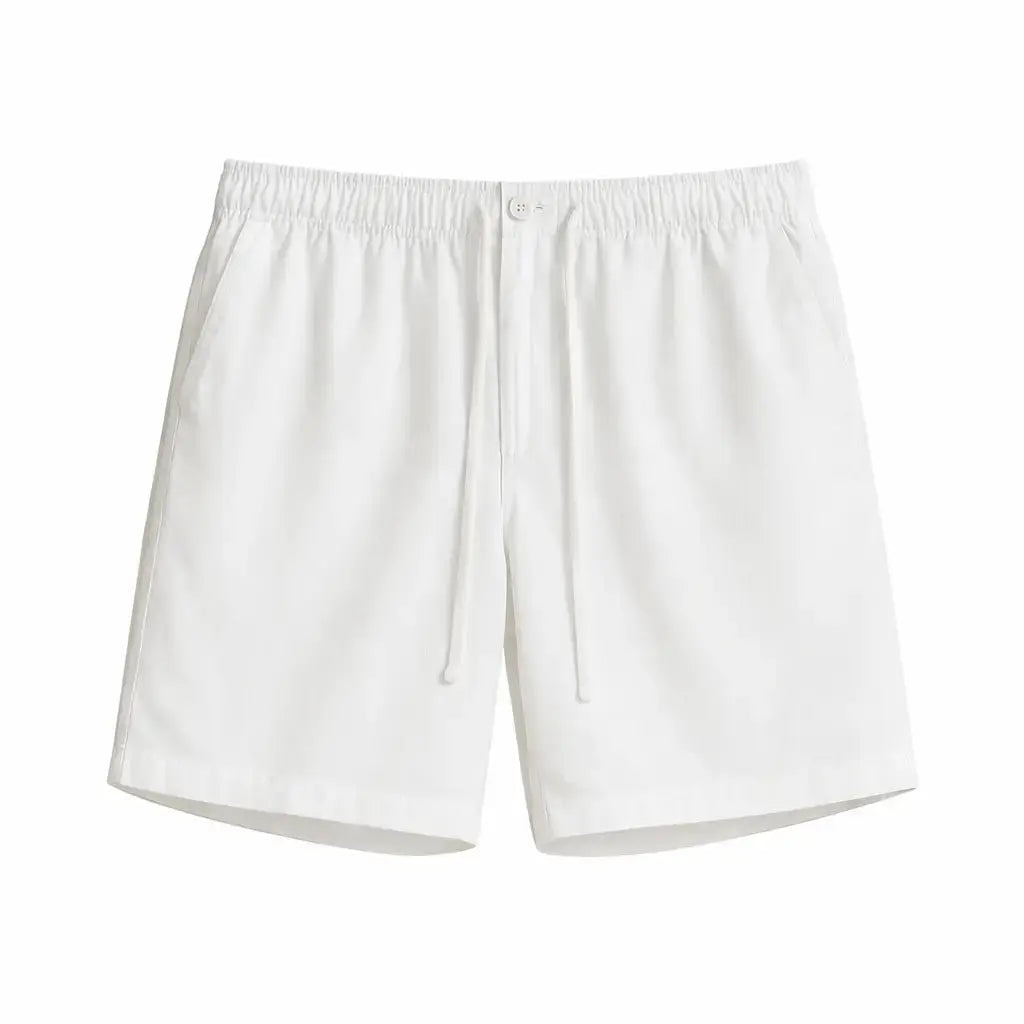 Front view of White Fez Linen Shorts