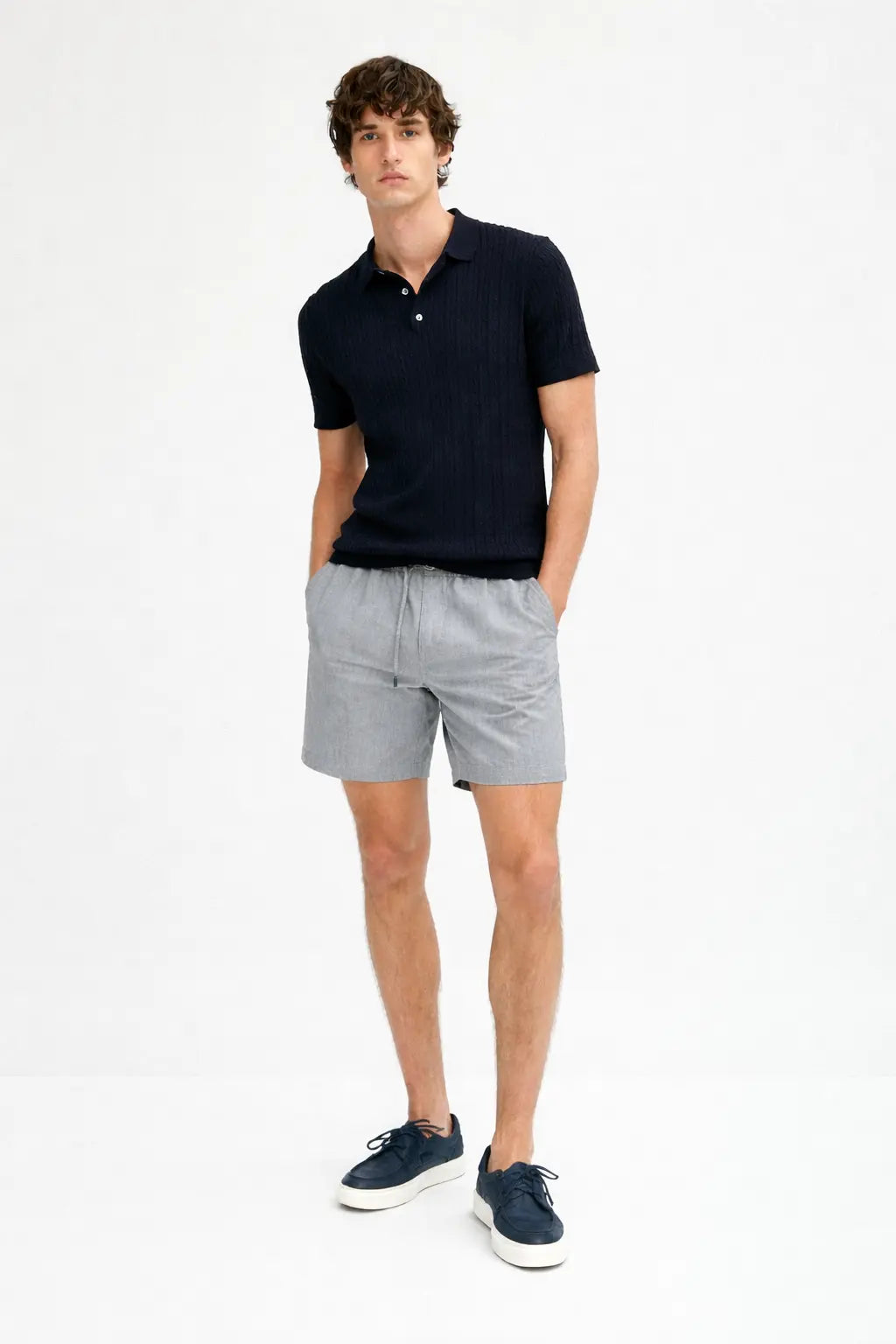 Fez Linen Shorts shown in a lifestyle setting