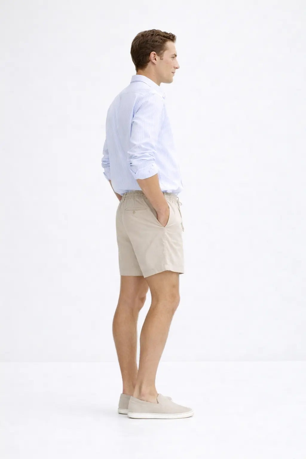Side view of Fez Linen Shorts, opposite side