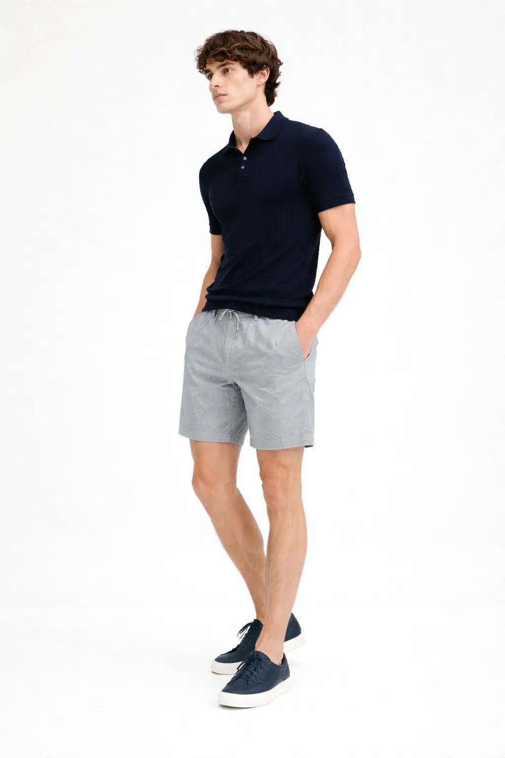 Side view of Fez Linen Shorts