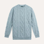 Front view of Marble Blue Green Fine Cashmere & Wool Sweater Pullover