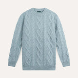Front view of Marble Blue Green Fine Cashmere & Wool Sweater Pullover