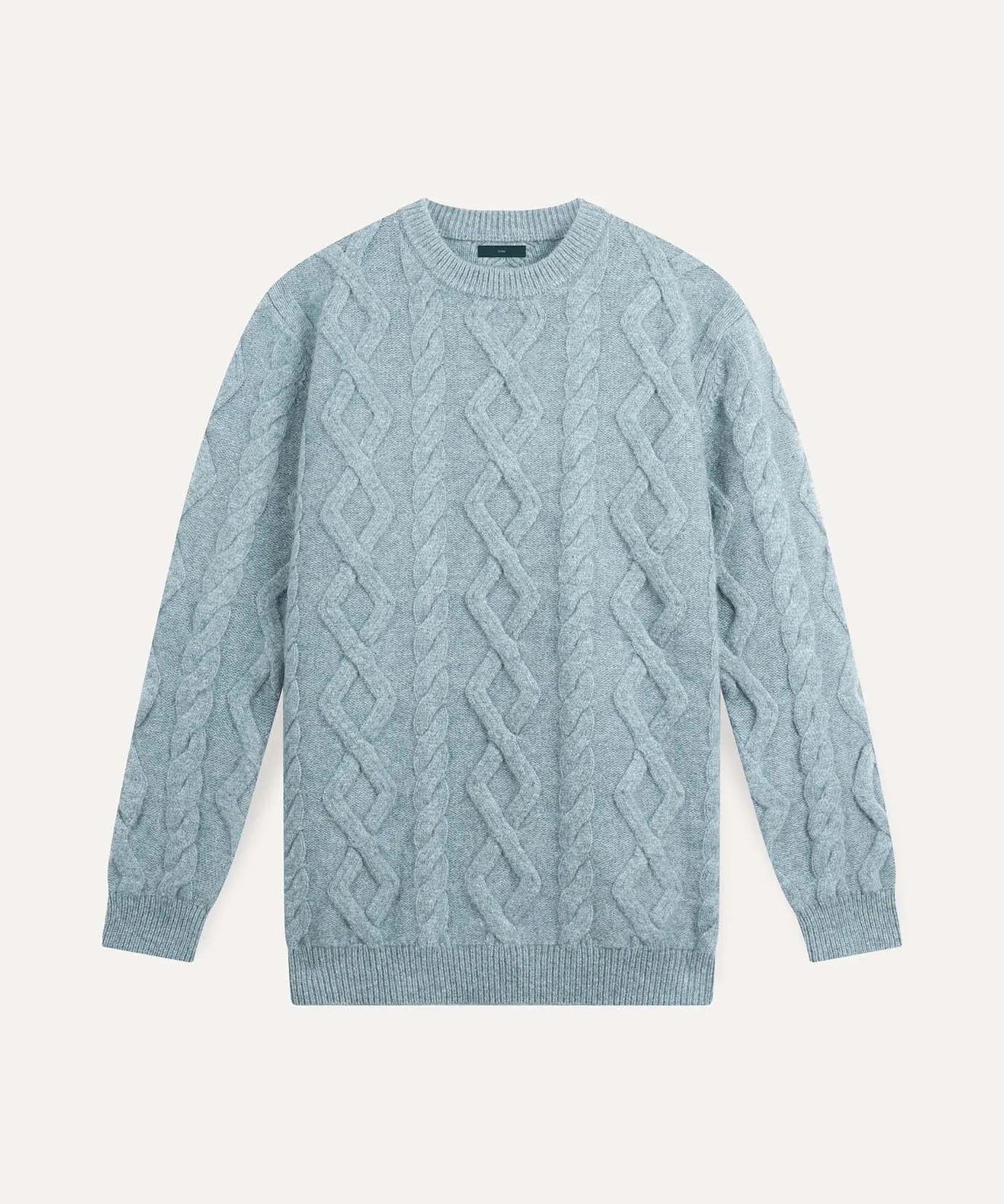 Front view of Marble Blue Green Fine Cashmere & Wool Sweater Pullover